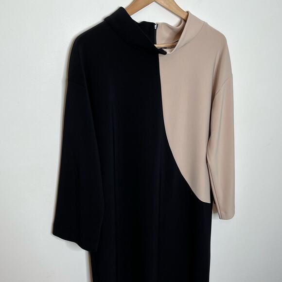 Joseph Ribkoff Women's Black Sand Dress Size 12 Color Block Contemporary - Picture 7 of 12